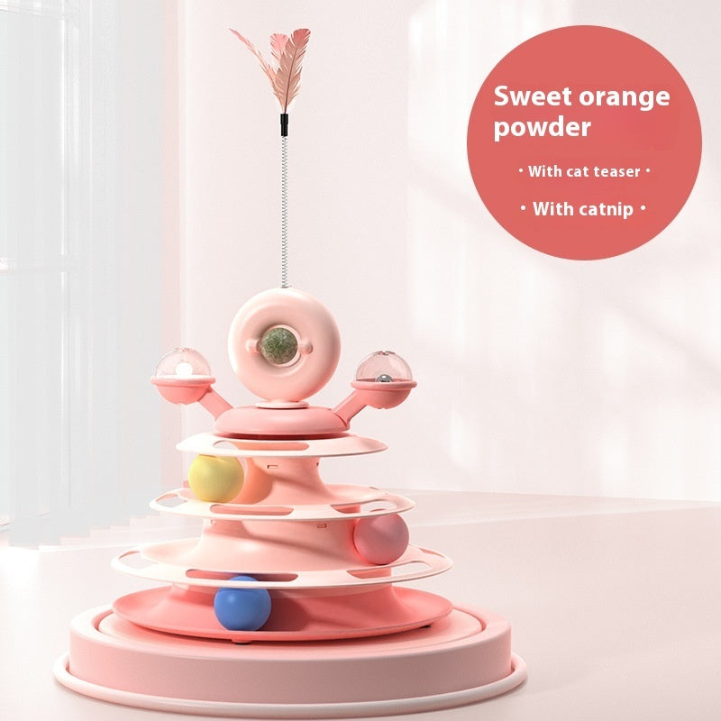 4-Tier Interactive Cat Track Tower