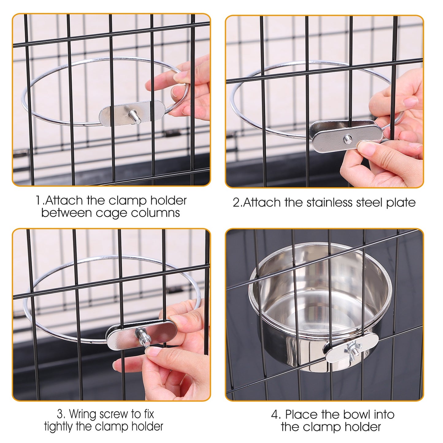 Premium Clamp-On Dog Bowl (M Size)