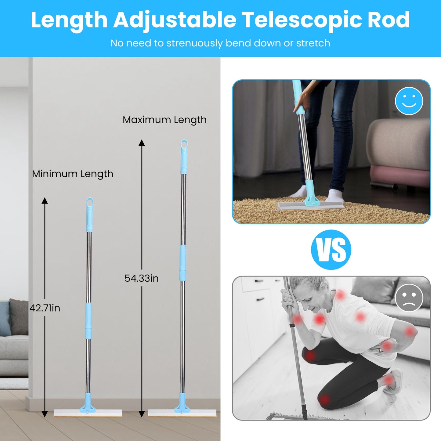 Extendable Pet Hair Remover Rake (Multi-Surface)