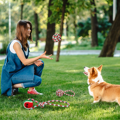 Christmas Dog Rope Toy Set (5-Pack) – Durable Chew & Training Toys for All Dogs