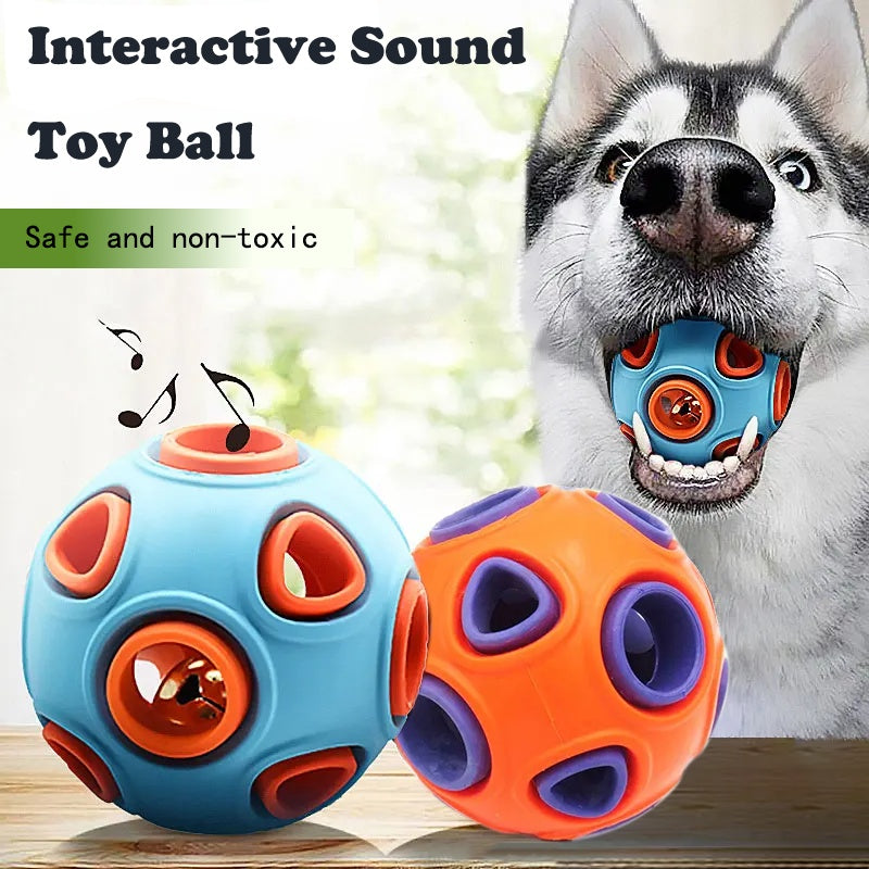 Interactive Dog Bell Ball Toy (2-Pack) – Rubber Chew for Puppies & Small Dogs