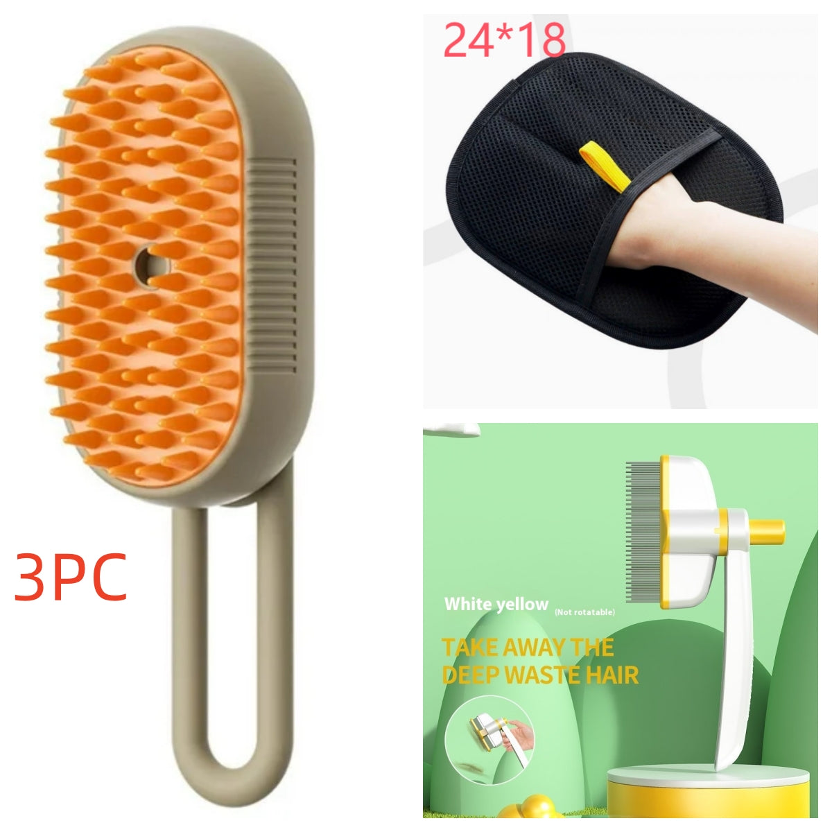 3-in-1 Steam Grooming Brush for Cats & Dogs