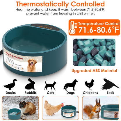 Premium Heated Pet Water Bowl – 74oz Waterproof Smart Feeder