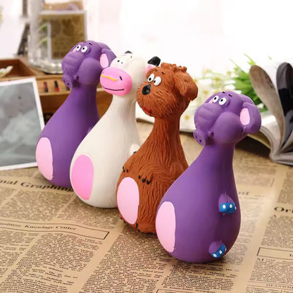 4PCS Squeaky Latex Dog Chew Toys – Cute Dental & Teething Set