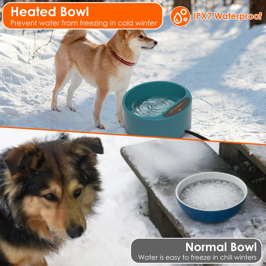 Premium Heated Pet Water Bowl – 74oz Waterproof Smart Feeder