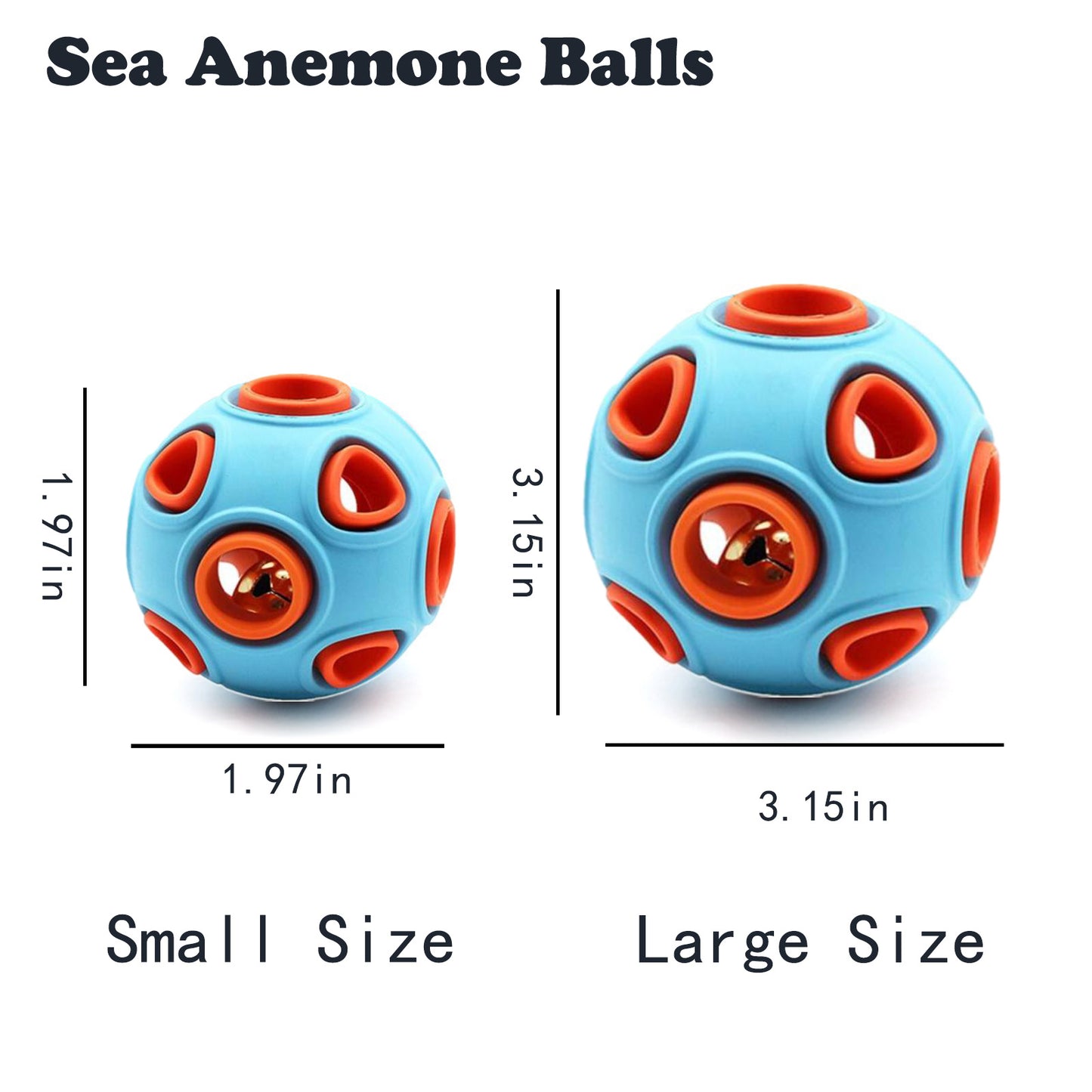 Interactive Dog Bell Ball Toy (2-Pack) – Rubber Chew for Puppies & Small Dogs