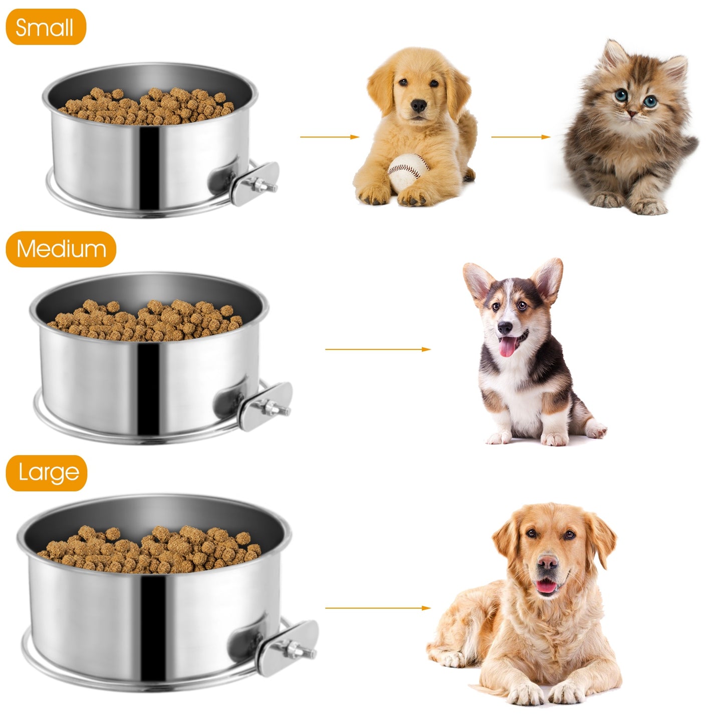 Premium Clamp-On Dog Bowl (M Size)