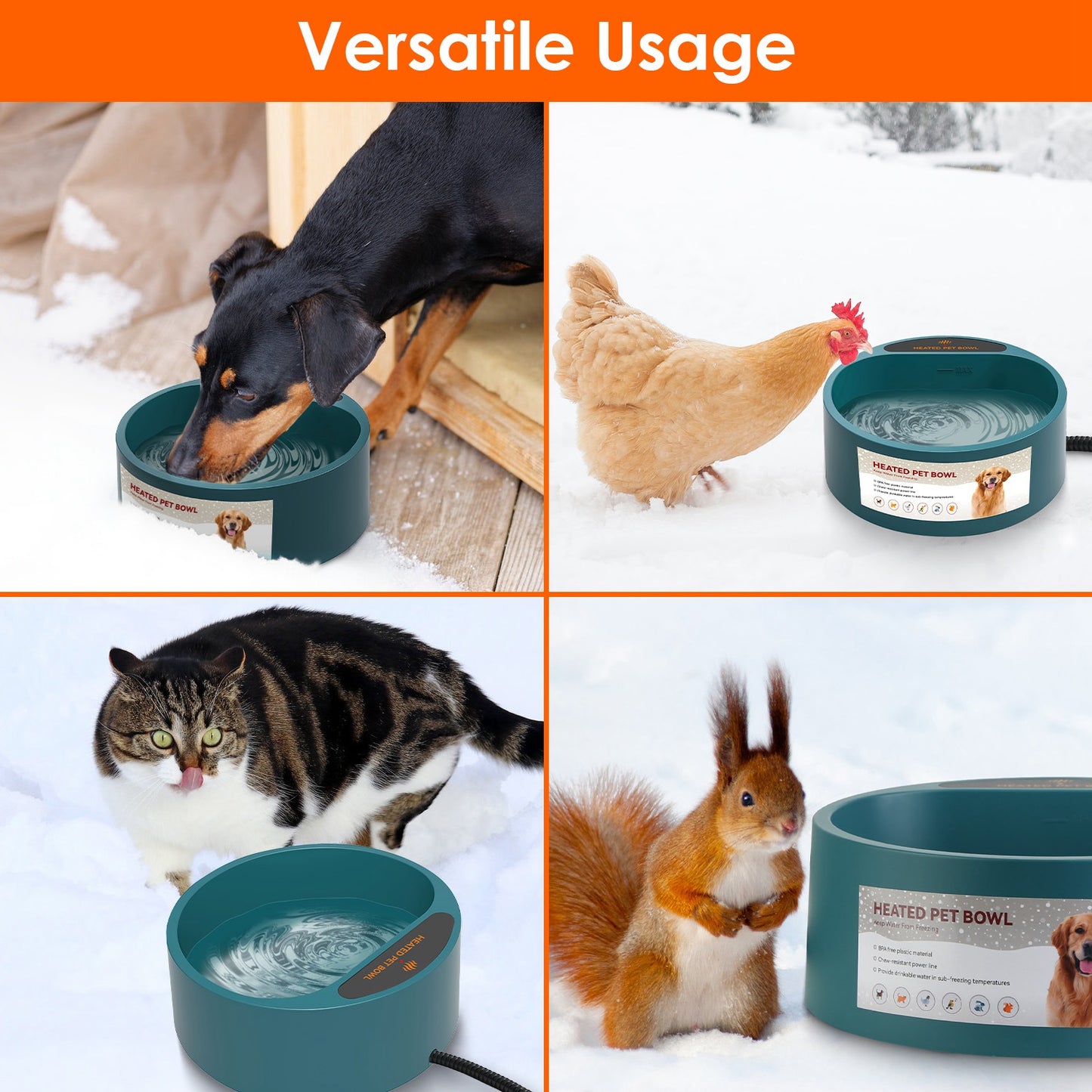 Premium Heated Pet Water Bowl – 74oz Waterproof Smart Feeder