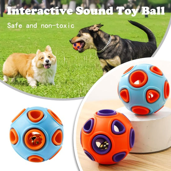 Interactive Dog Bell Ball Toy (2-Pack) – Rubber Chew for Puppies & Small Dogs