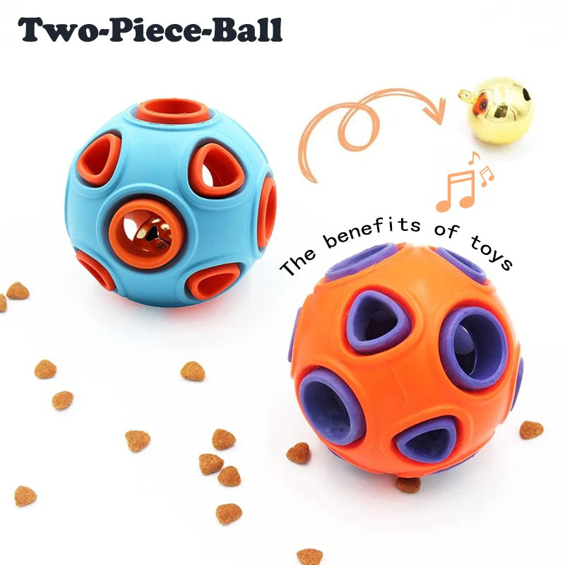 Interactive Dog Bell Ball Toy (2-Pack) – Rubber Chew for Puppies & Small Dogs