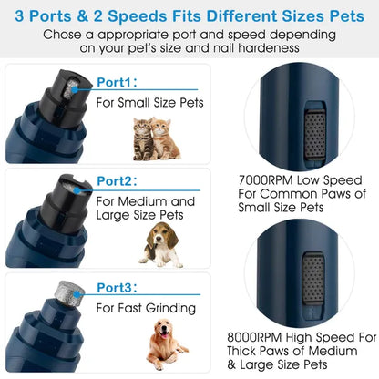 Quiet USB Rechargeable Dog Nail Grinder (2-Speed)