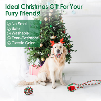 Christmas Dog Rope Toy Set (5-Pack) – Durable Chew & Training Toys for All Dogs