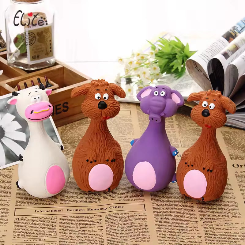 4PCS Squeaky Latex Dog Chew Toys – Cute Dental & Teething Set