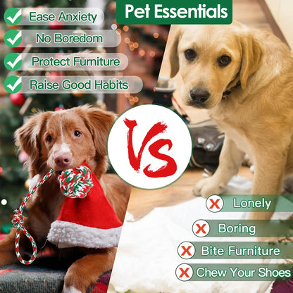 Christmas Dog Rope Toy Set (5-Pack) – Durable Chew & Training Toys for All Dogs
